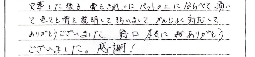 坂井市のお客様「かんじよく対応してありがとうございました。」(猫)